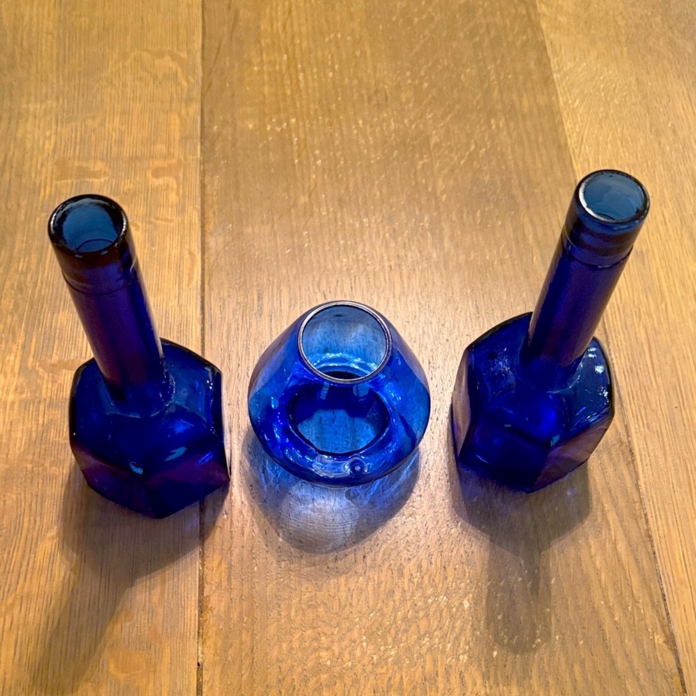 Vintage 60’s Cobalt Blue Glass Small Vases